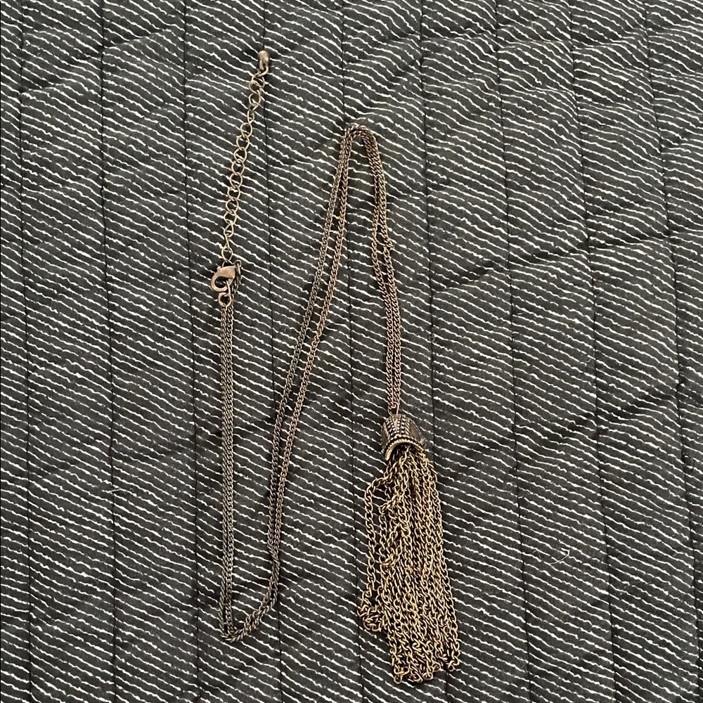 Antiqued Brass Tassel Necklace - Picture 2 of 8